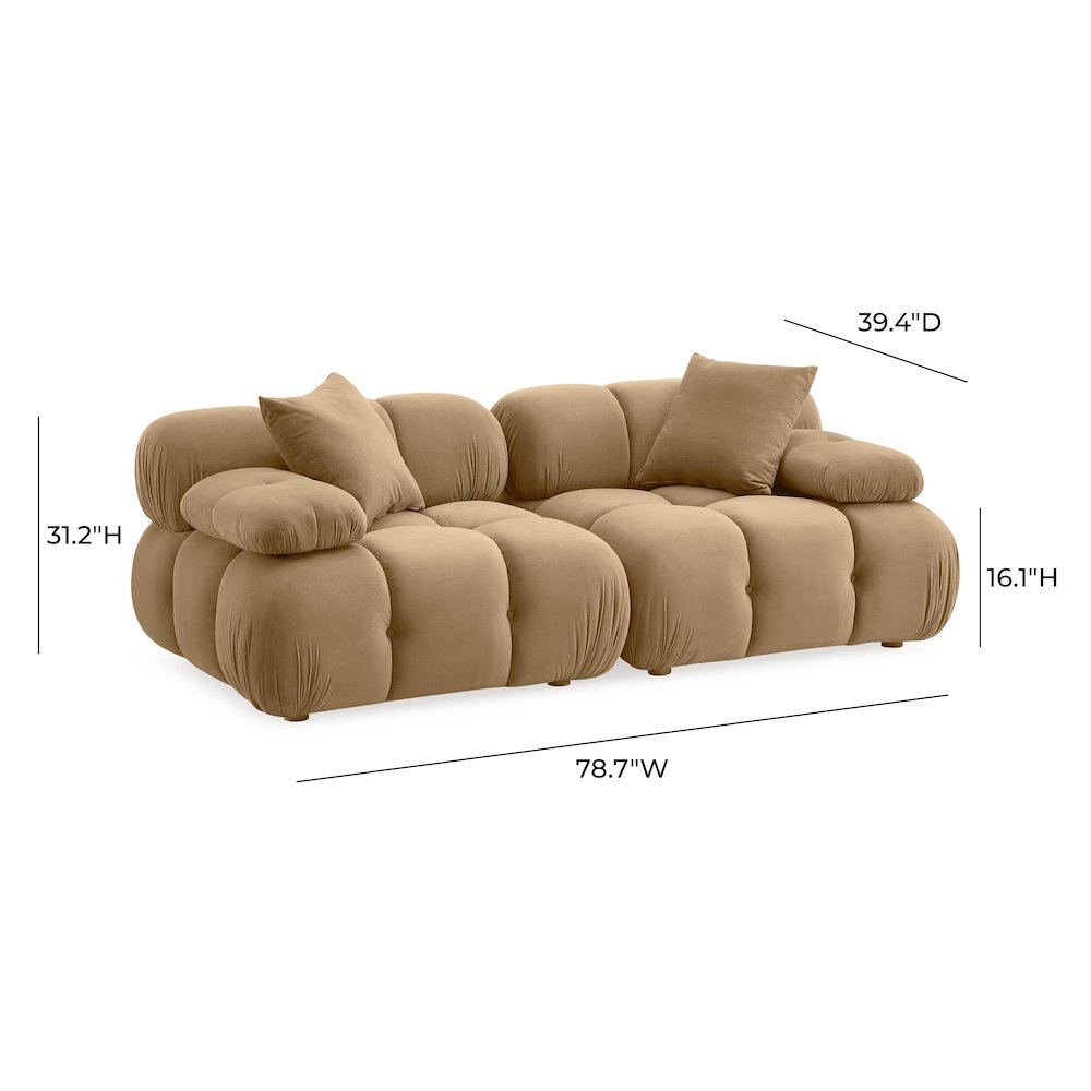 Calliope Cafe Au Lait Performance Velvet Modular Loveseat. Picture 6