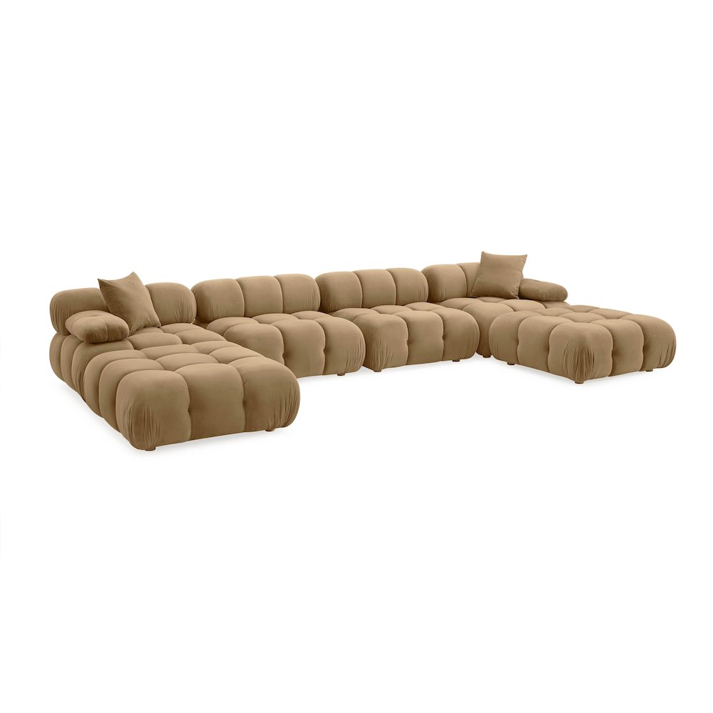 Calliope Cafe Au Lait Performance Velvet 6-piece Modular U-Sectional. Picture 1