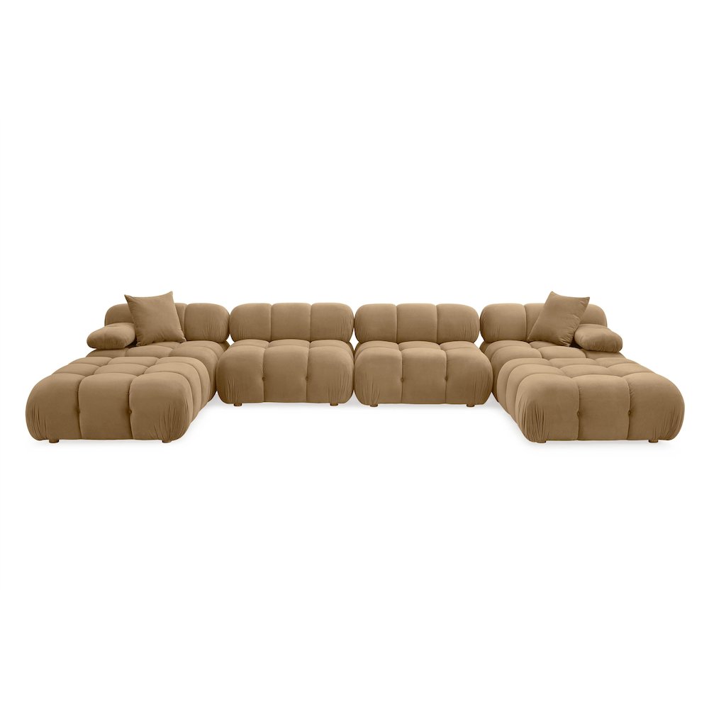 Calliope Cafe Au Lait Performance Velvet 6-piece Modular U-Sectional. Picture 3
