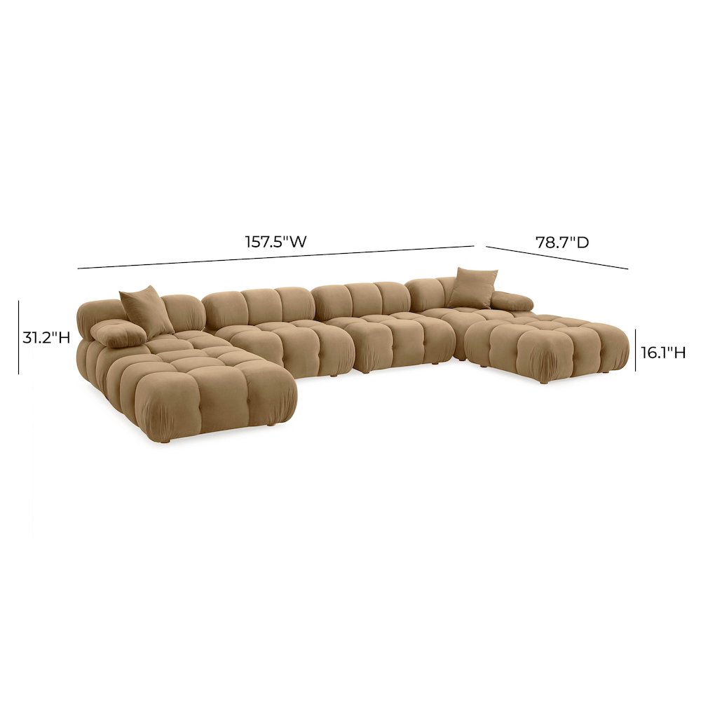 Calliope Cafe Au Lait Performance Velvet 6-piece Modular U-Sectional. Picture 6