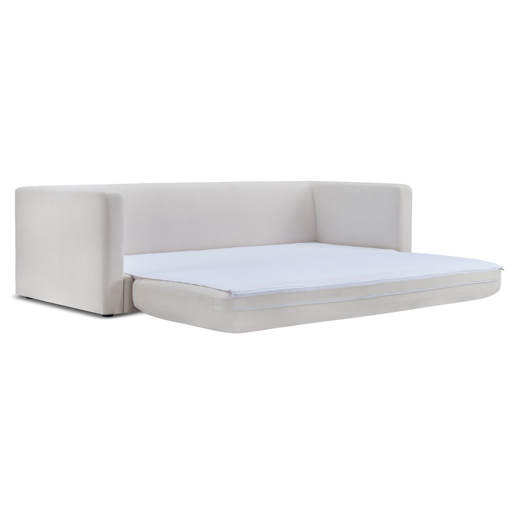 Ryan Cream Upcycled Linen Sofa Bed. Picture 8