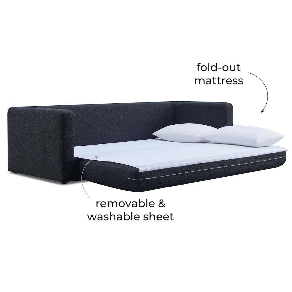 Ryan Black Boucle Sofa Bed. Picture 6
