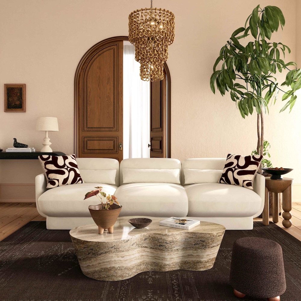 Azalea Cream Velvet Sofa. Picture 2