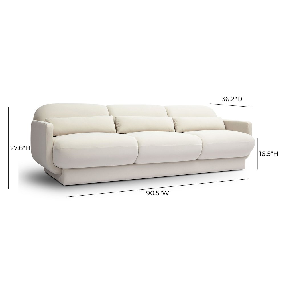 Azalea Cream Velvet Sofa. Picture 6