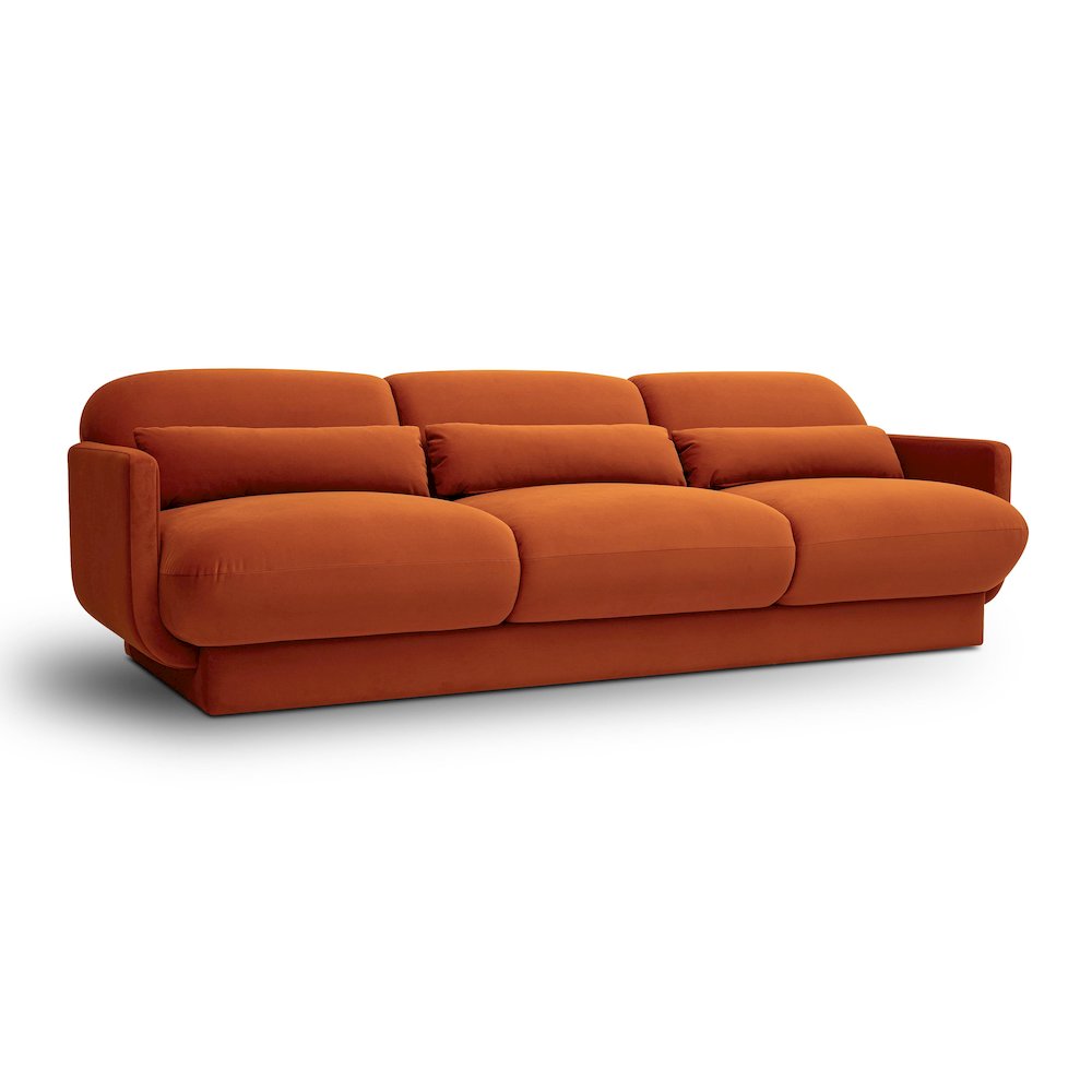 Azalea Rust Orange Velvet Sofa. Picture 1