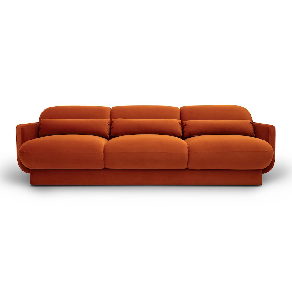 Azalea Rust Orange Velvet Sofa. Picture 3