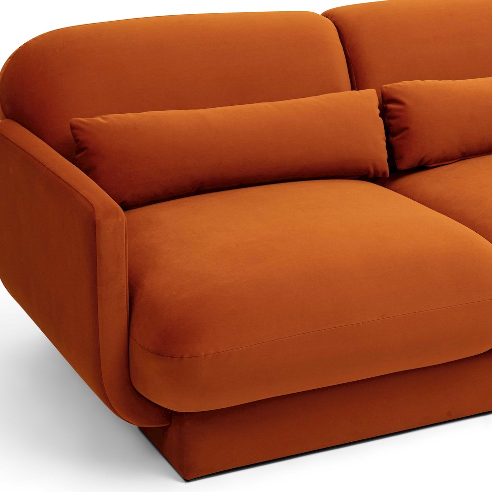 Azalea Rust Orange Velvet Sofa. Picture 5