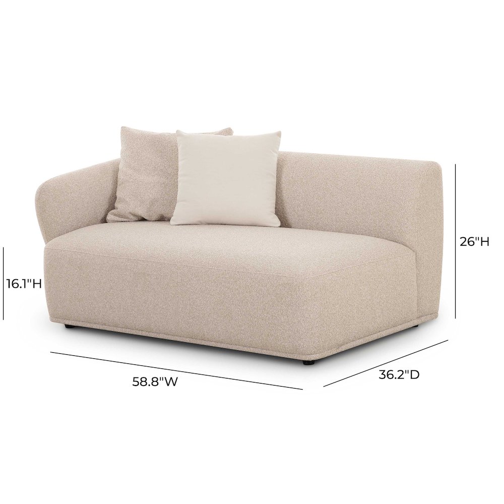 Sylvie Cream Boucle Left Arm 2-Seater Loveseat. Picture 5