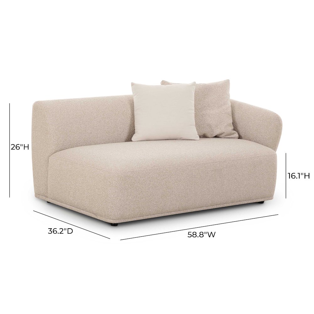 Sylvie Cream Boucle Right Arm 2-Seater Loveseat. Picture 5