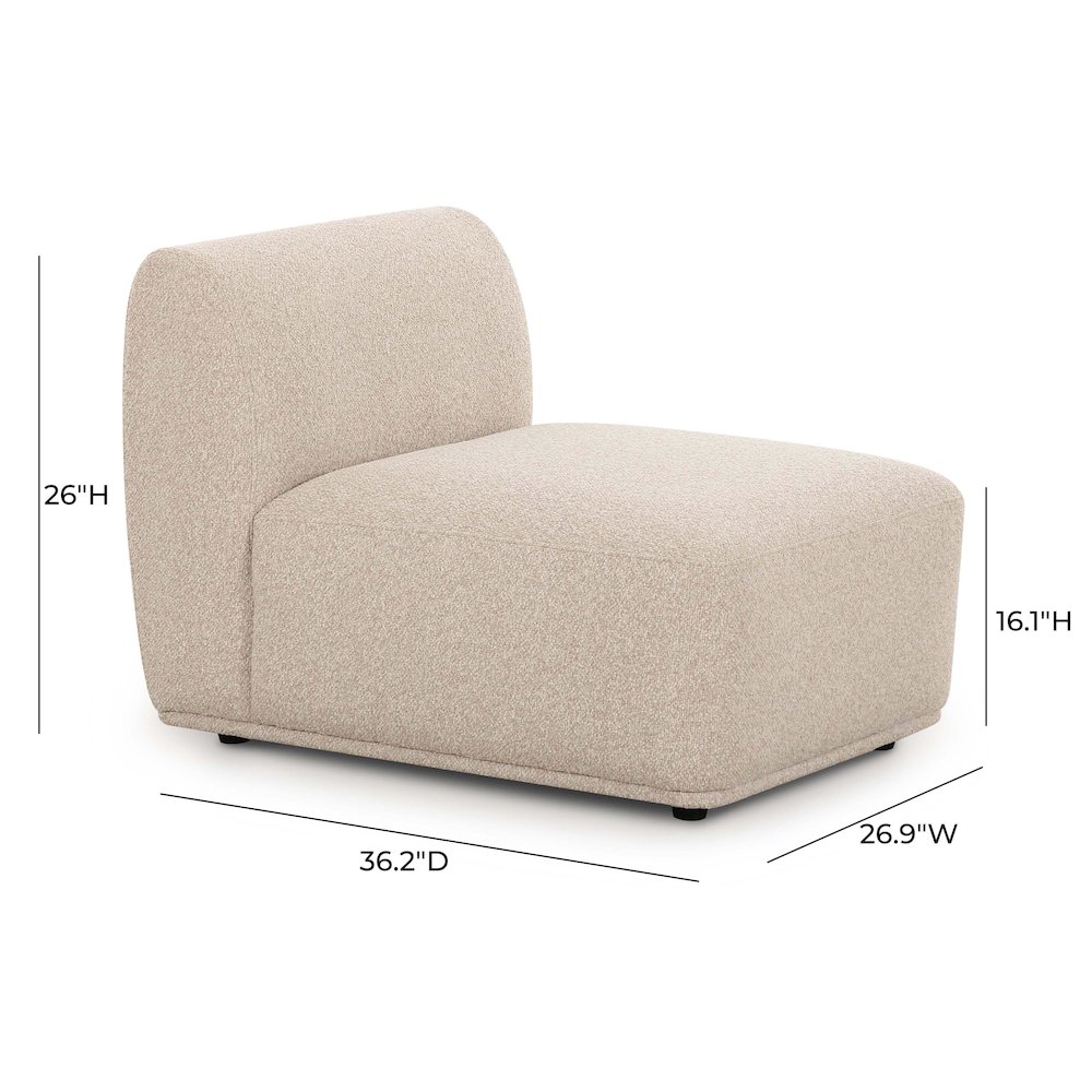 Sylvie Cream Boucle Armless 1-Seater. Picture 5