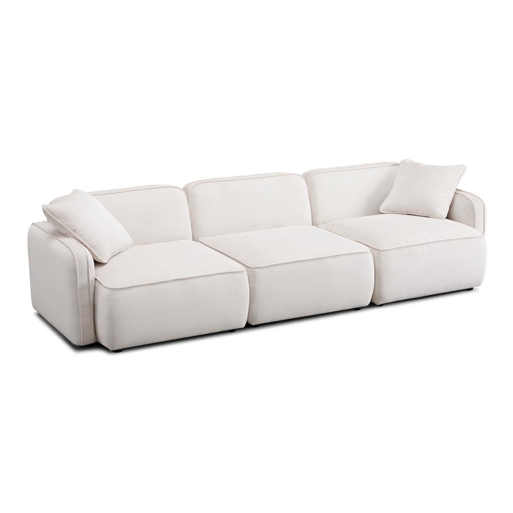 Travie White Sand Performance Corduroy Velvet Modular Sofa. Picture 1