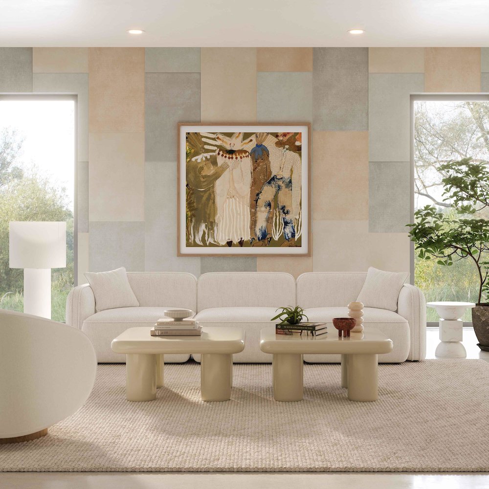 Travie White Sand Performance Corduroy Velvet Modular Sofa. Picture 2