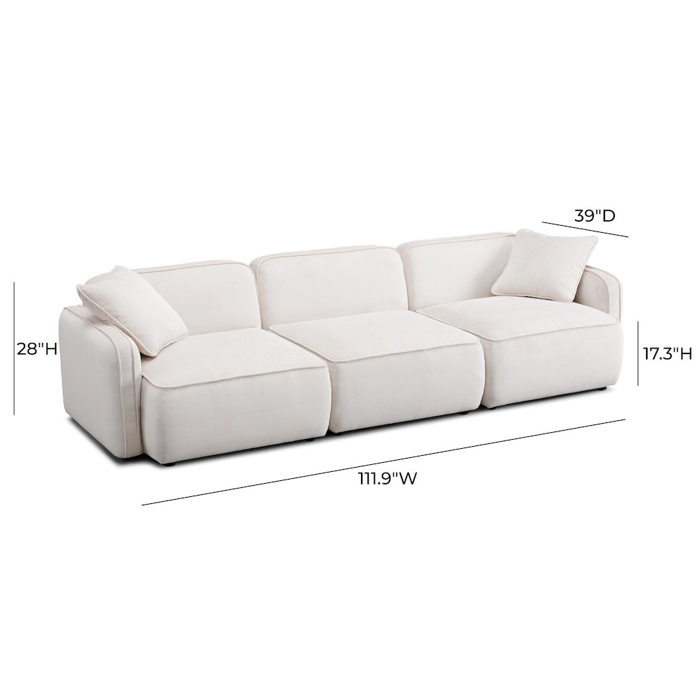 Travie White Sand Performance Corduroy Velvet Modular Sofa. Picture 6