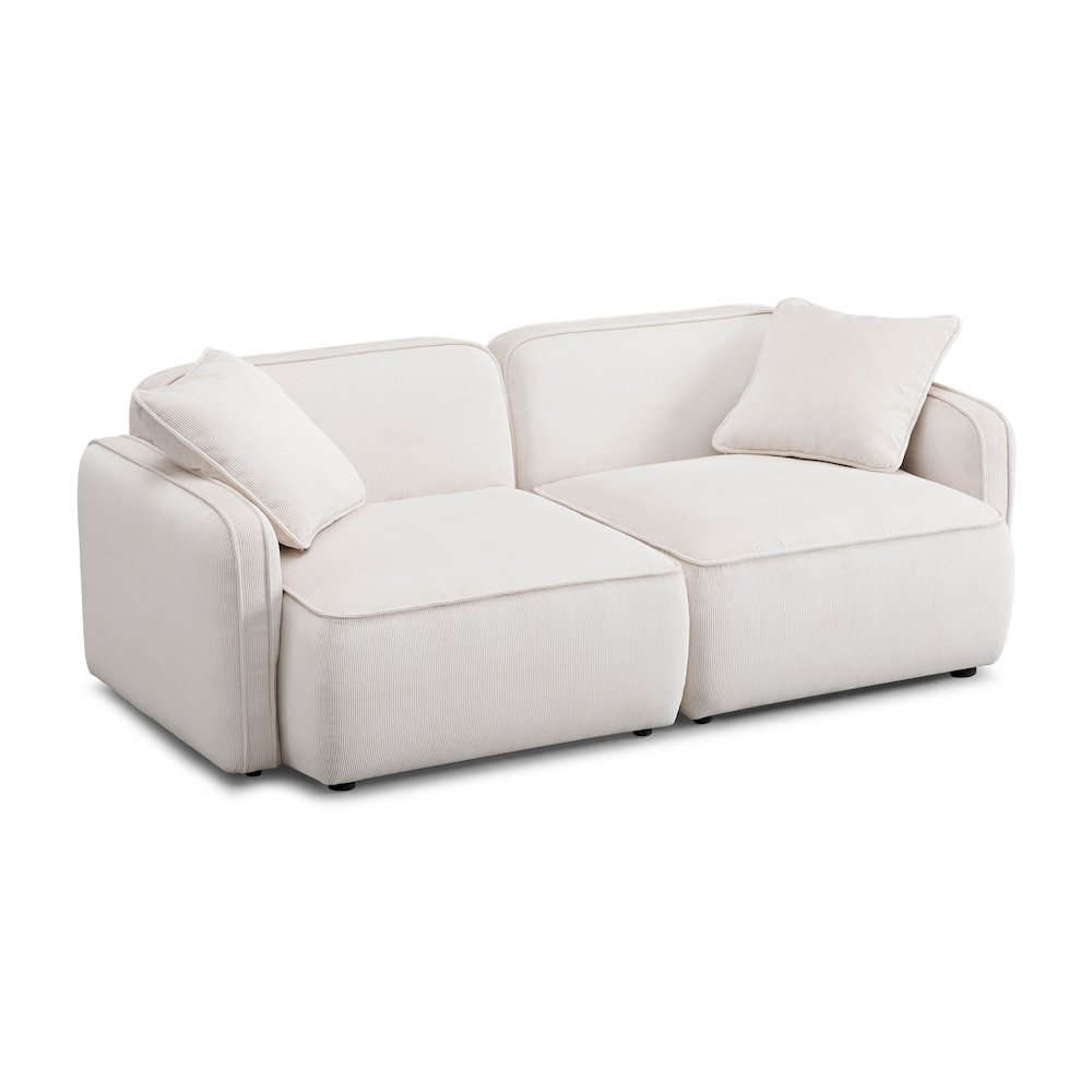 Travie White Sand Performance Corduroy Velvet Modular Loveseat. Picture 1