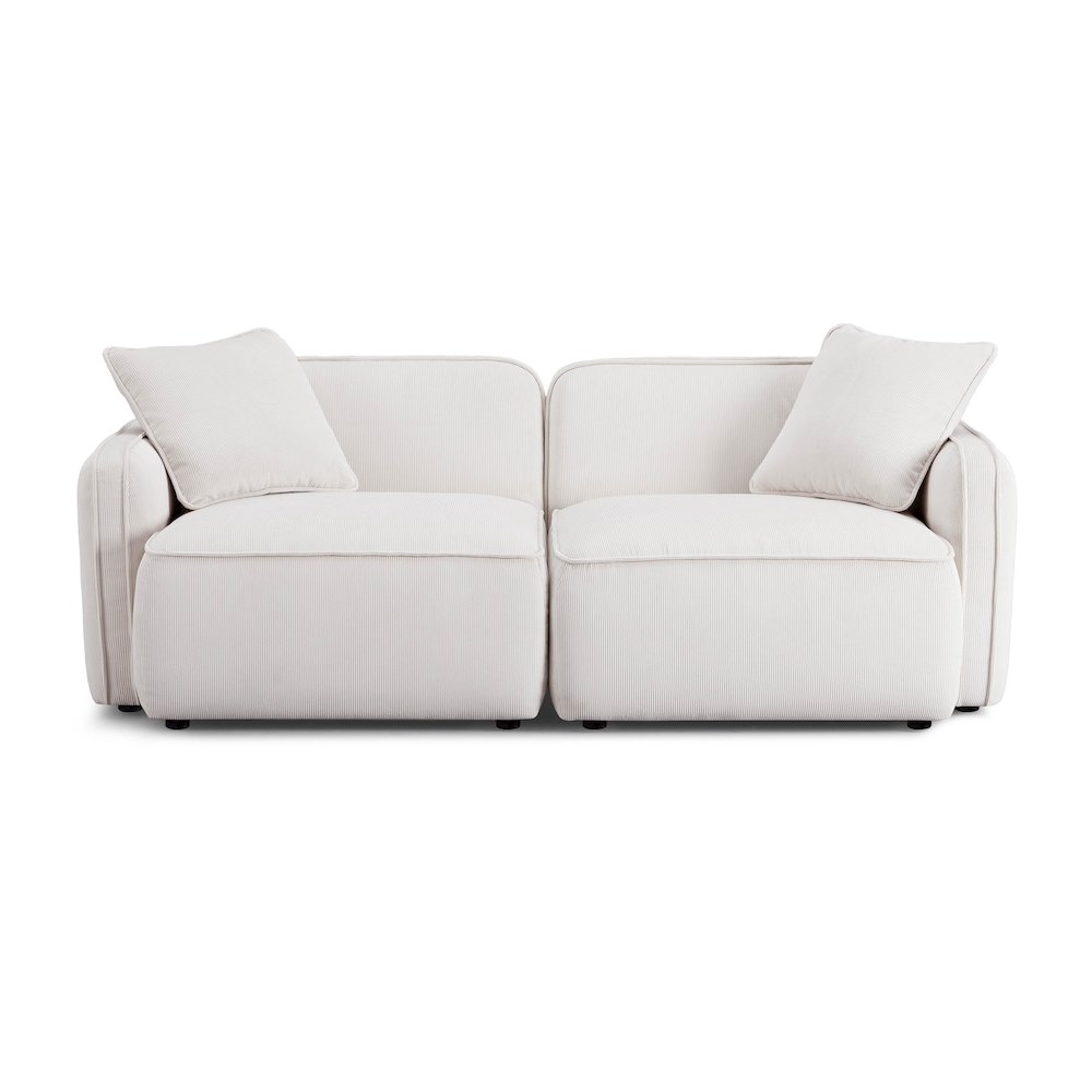 Travie White Sand Performance Corduroy Velvet Modular Loveseat. Picture 3
