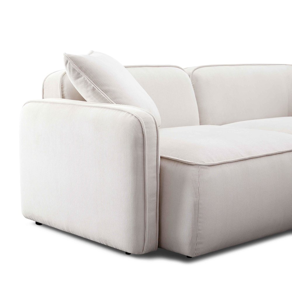 Travie White Sand Performance Corduroy Velvet Modular Loveseat. Picture 5