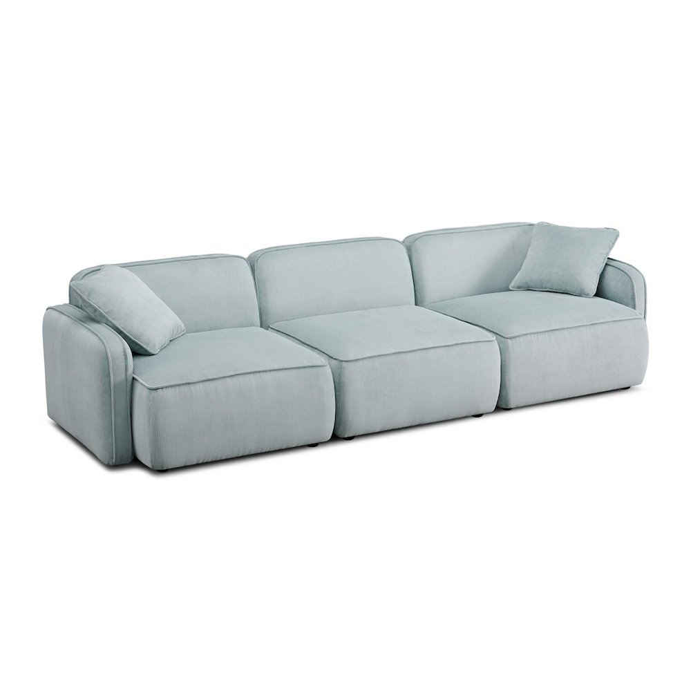 Travie Sea Foam Performance Corduroy Velvet Modular Sofa. Picture 1