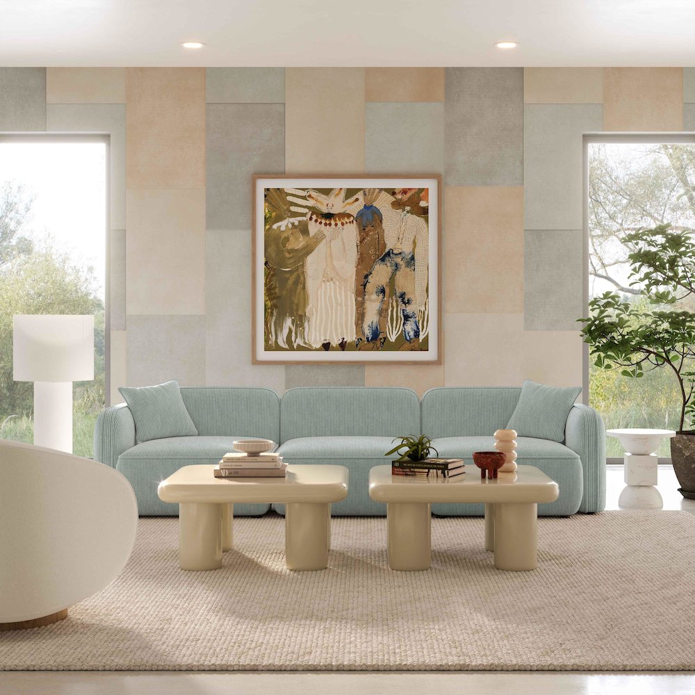 Travie Sea Foam Performance Corduroy Velvet Modular Sofa. Picture 2