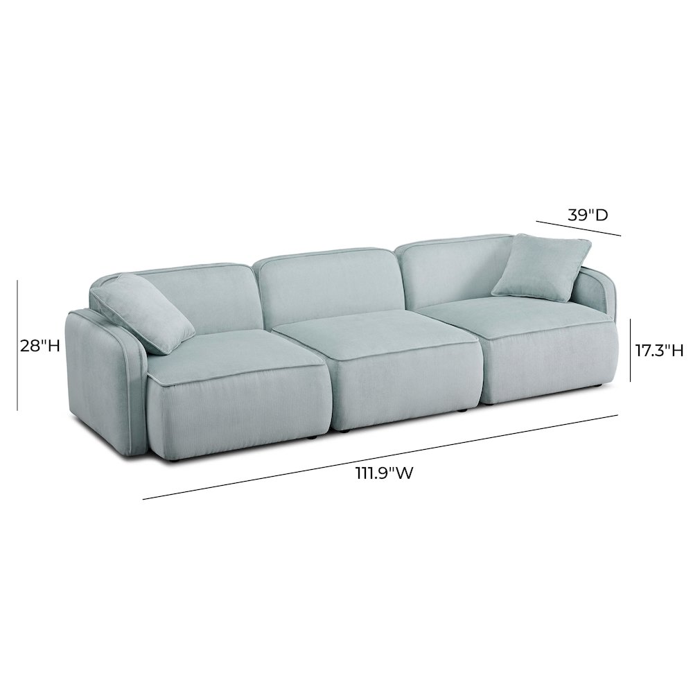 Travie Sea Foam Performance Corduroy Velvet Modular Sofa. Picture 6