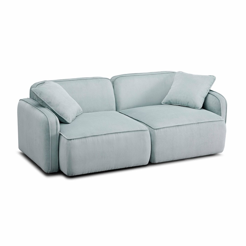 Travie Sea Foam Performance Corduroy Velvet Modular Loveseat. Picture 1