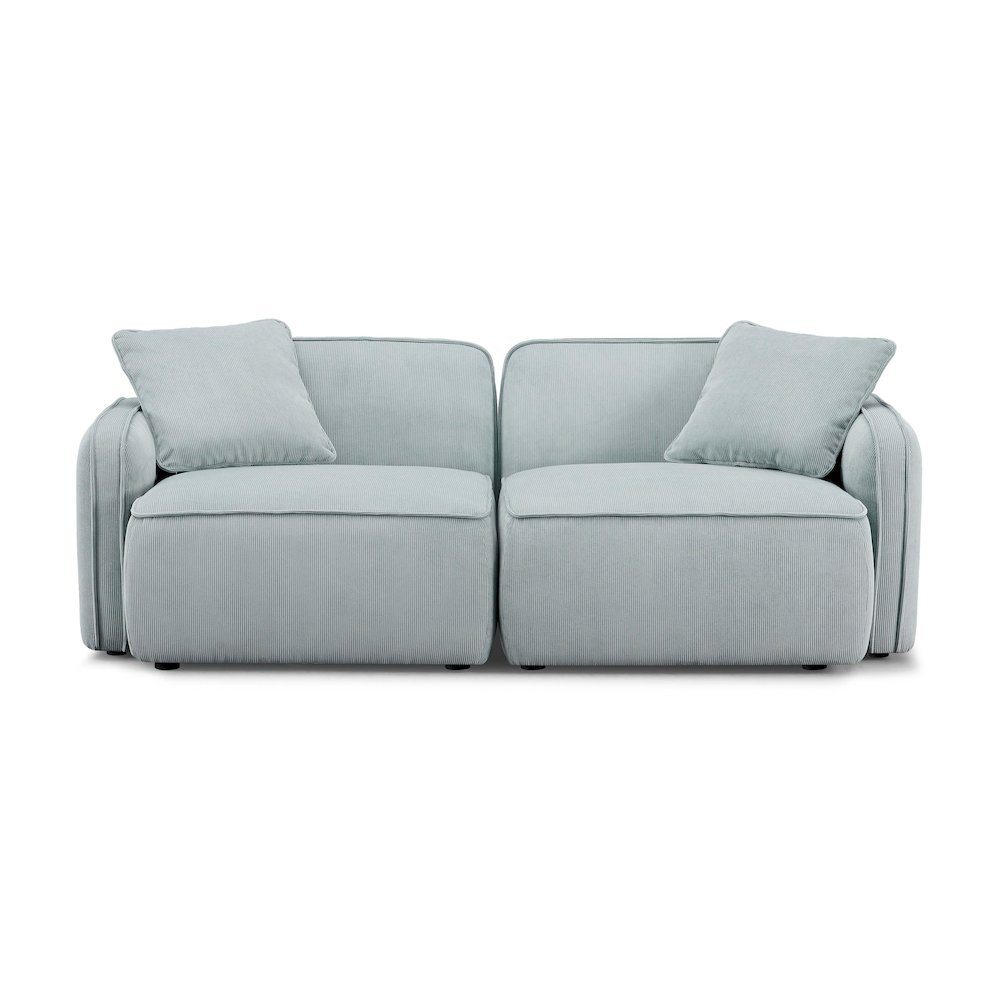 Travie Sea Foam Performance Corduroy Velvet Modular Loveseat. Picture 3