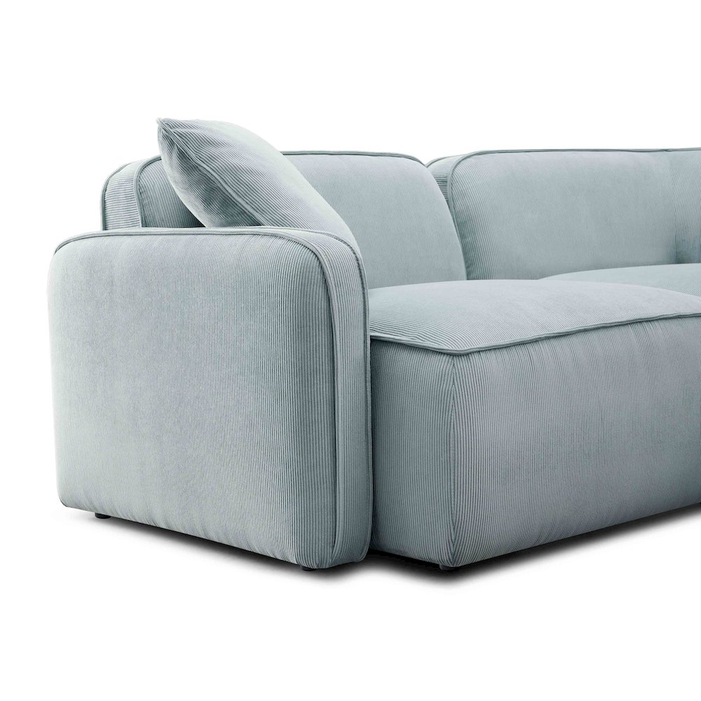 Travie Sea Foam Performance Corduroy Velvet Modular Loveseat. Picture 5