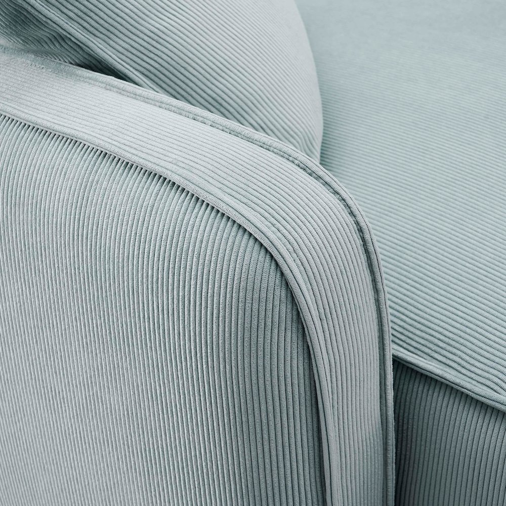 Travie Sea Foam Performance Corduroy Velvet Modular Loveseat. Picture 6