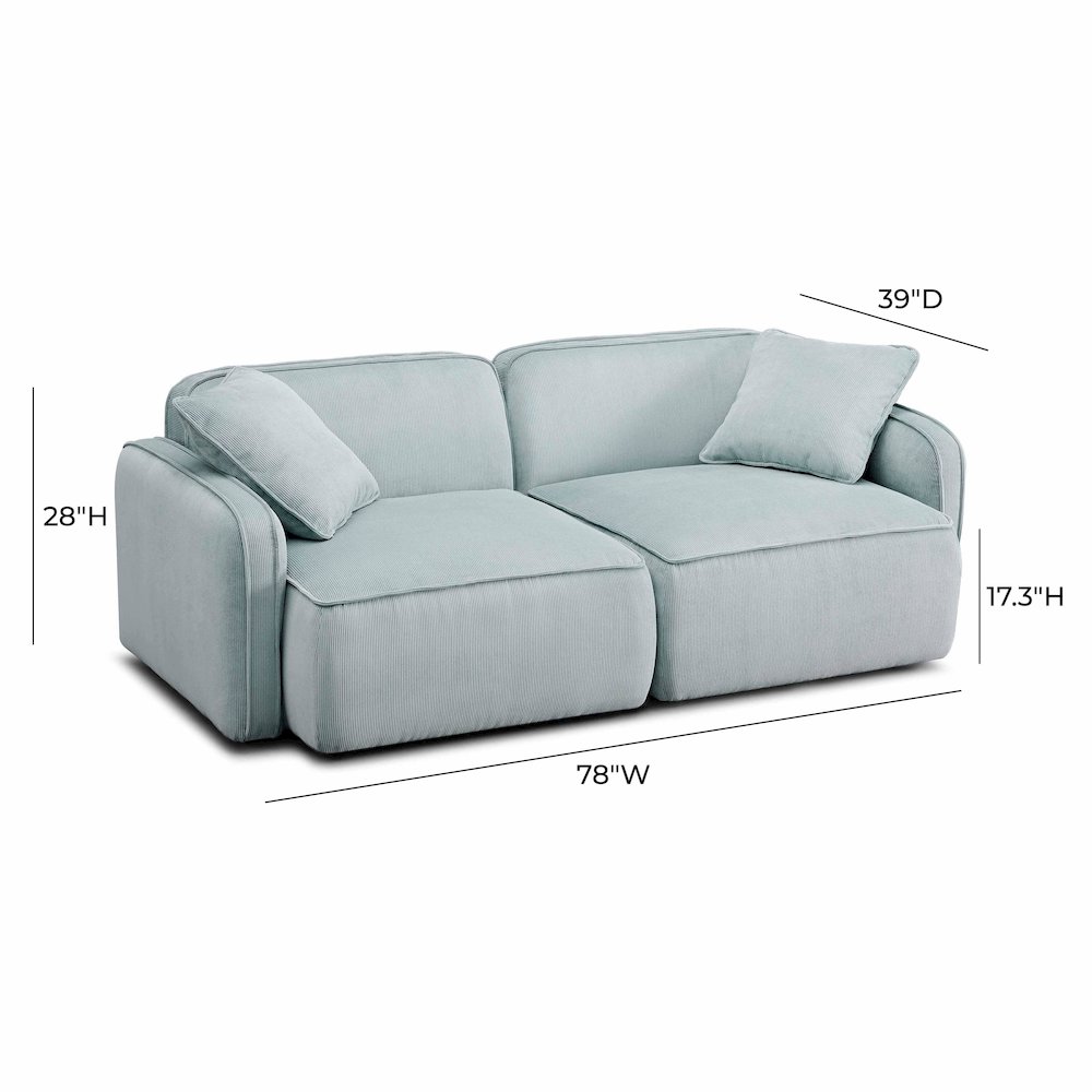 Travie Sea Foam Performance Corduroy Velvet Modular Loveseat. Picture 7