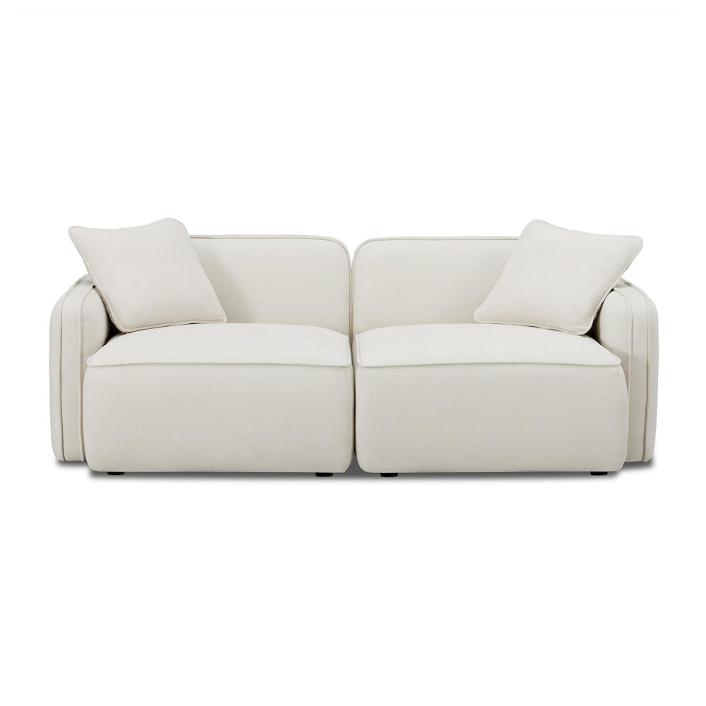 Travie Sand Upcycled Linen Modular Loveseat. Picture 3