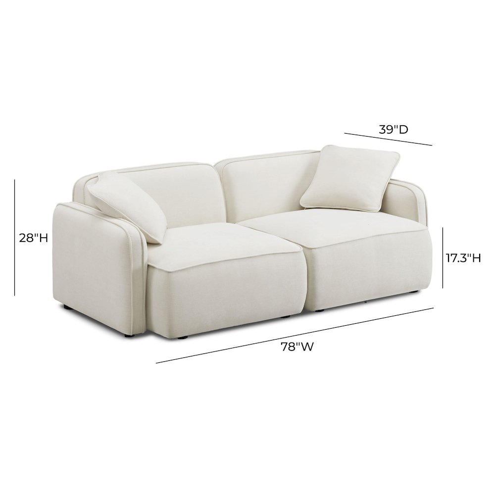 Travie Sand Upcycled Linen Modular Loveseat. Picture 6