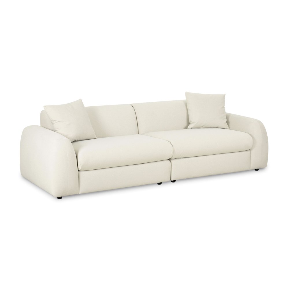 Kourtney Cream Faux Mohair 100 inch Sofa. Picture 1
