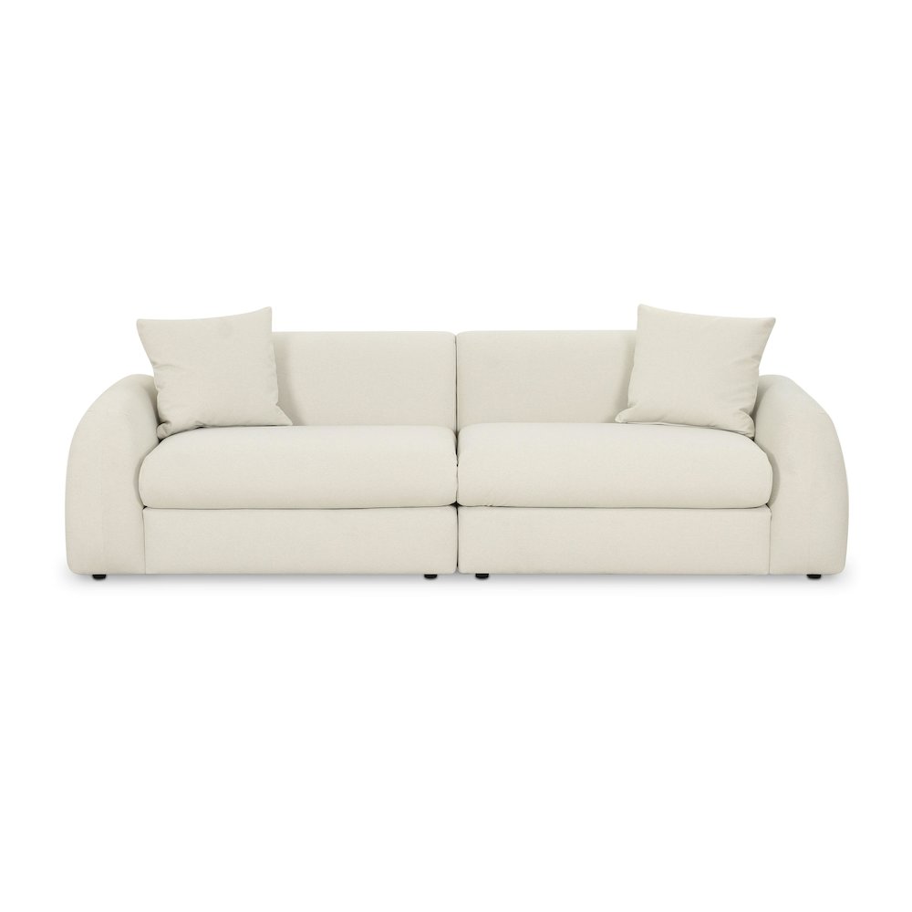 Kourtney Cream Faux Mohair 100 inch Sofa. Picture 3