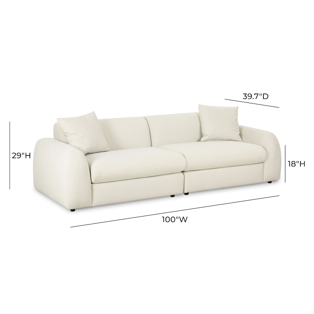 Kourtney Cream Faux Mohair 100 inch Sofa. Picture 5