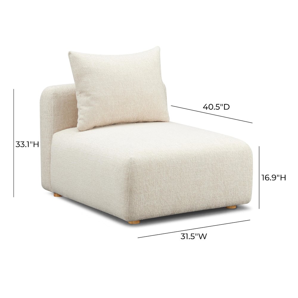 Hangover Cream Heavy Textured Fabric Modular Armless Chair. Picture 5
