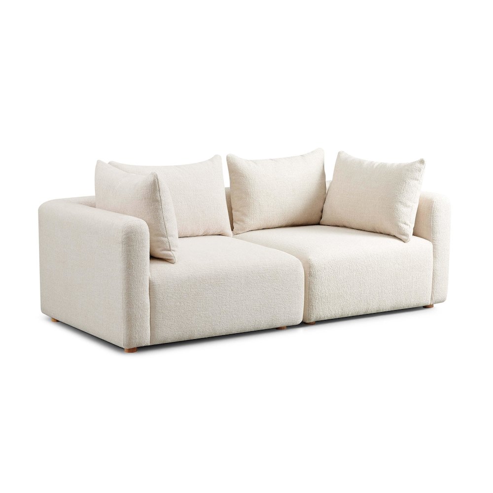 Hangover Cream Heavy Textured Fabric Loveseat. Picture 1