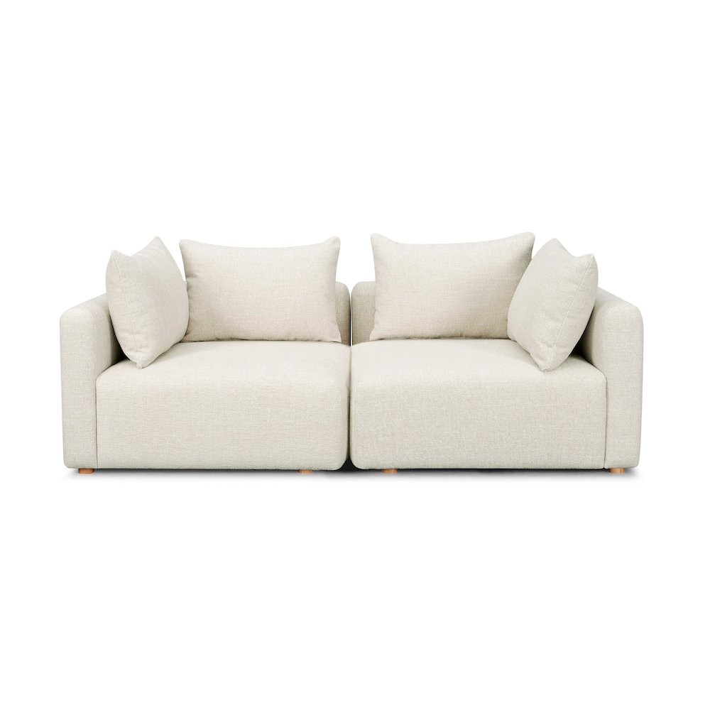 Hangover Cream Heavy Textured Fabric Loveseat. Picture 2