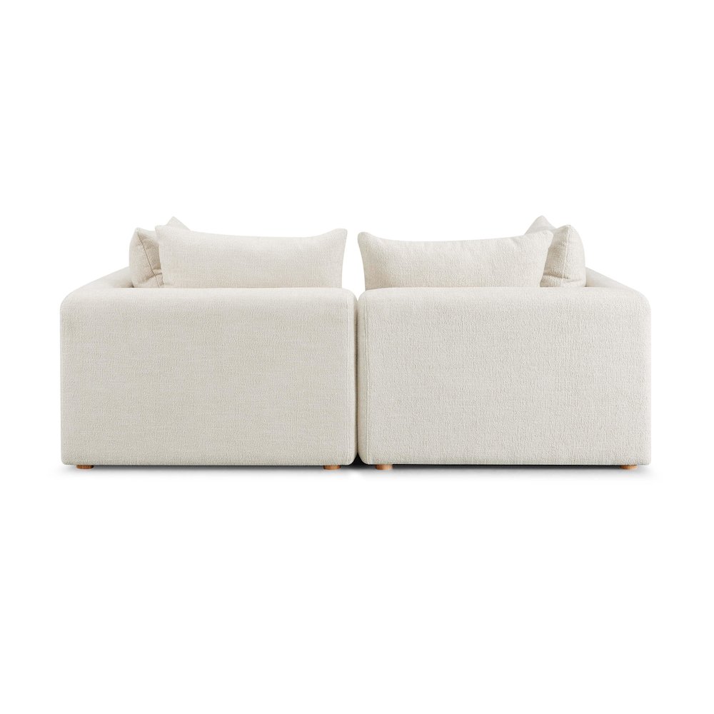 Hangover Cream Heavy Textured Fabric Loveseat. Picture 3
