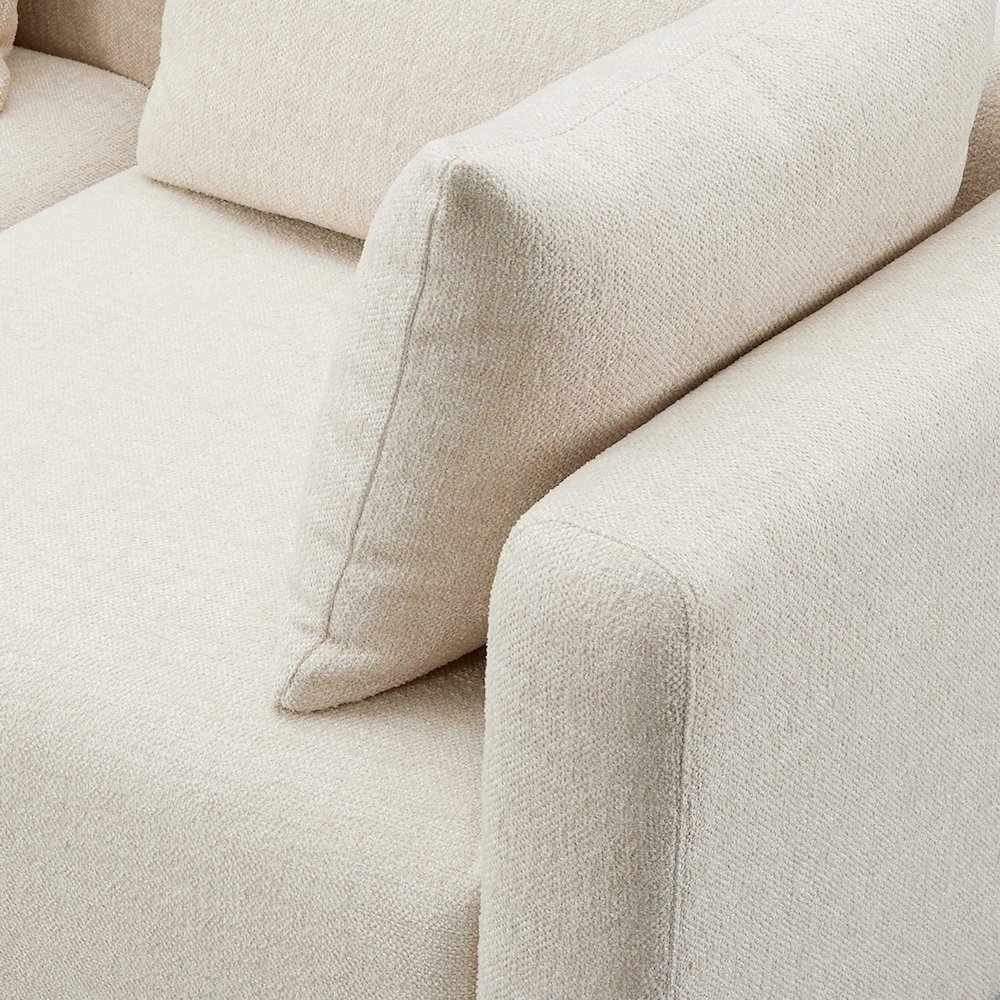 Hangover Cream Heavy Textured Fabric Loveseat. Picture 4