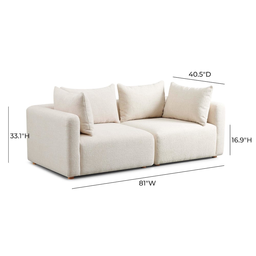 Hangover Cream Heavy Textured Fabric Loveseat. Picture 5