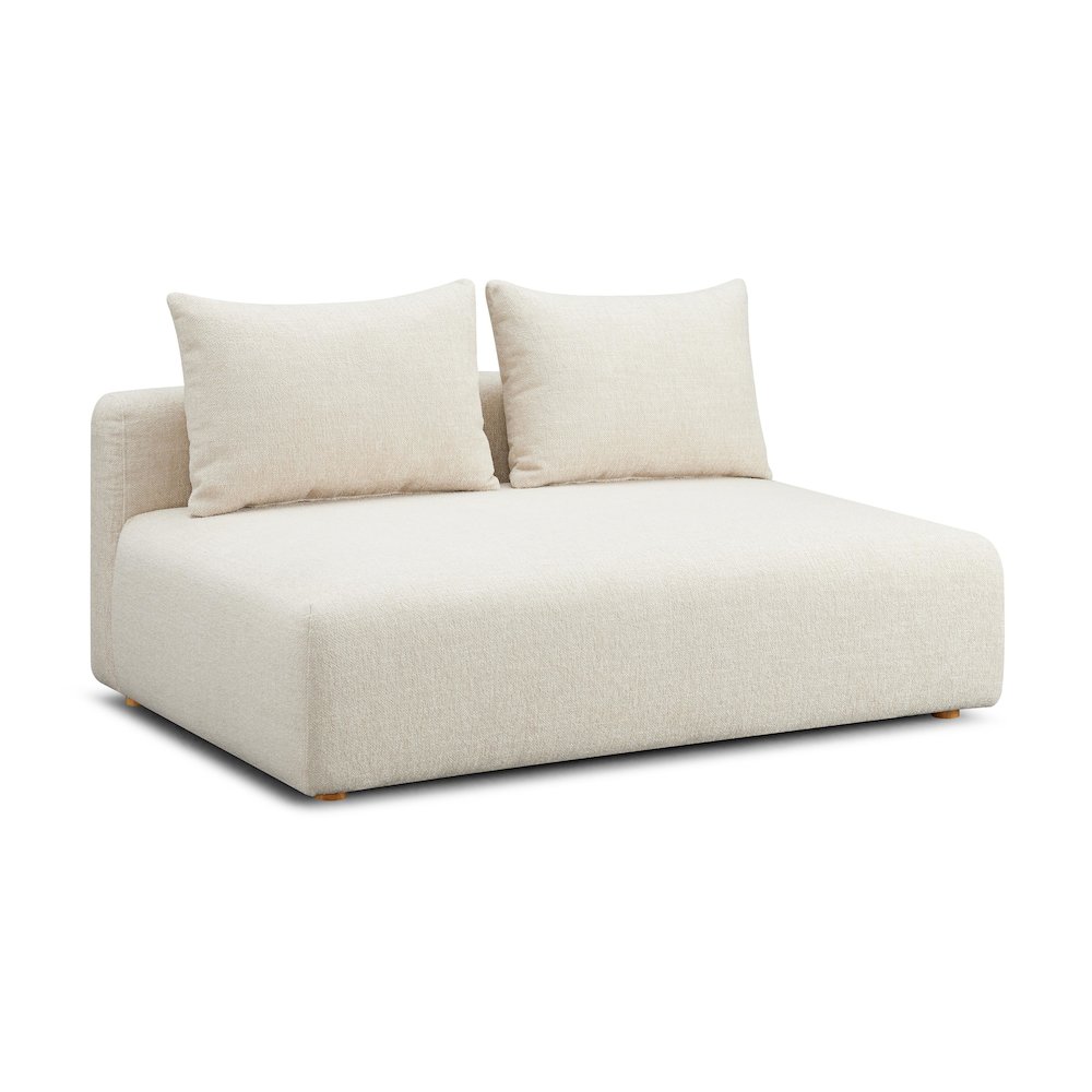 Hangover Cream Heavy Textured Fabric Modular Loveseat. Picture 1