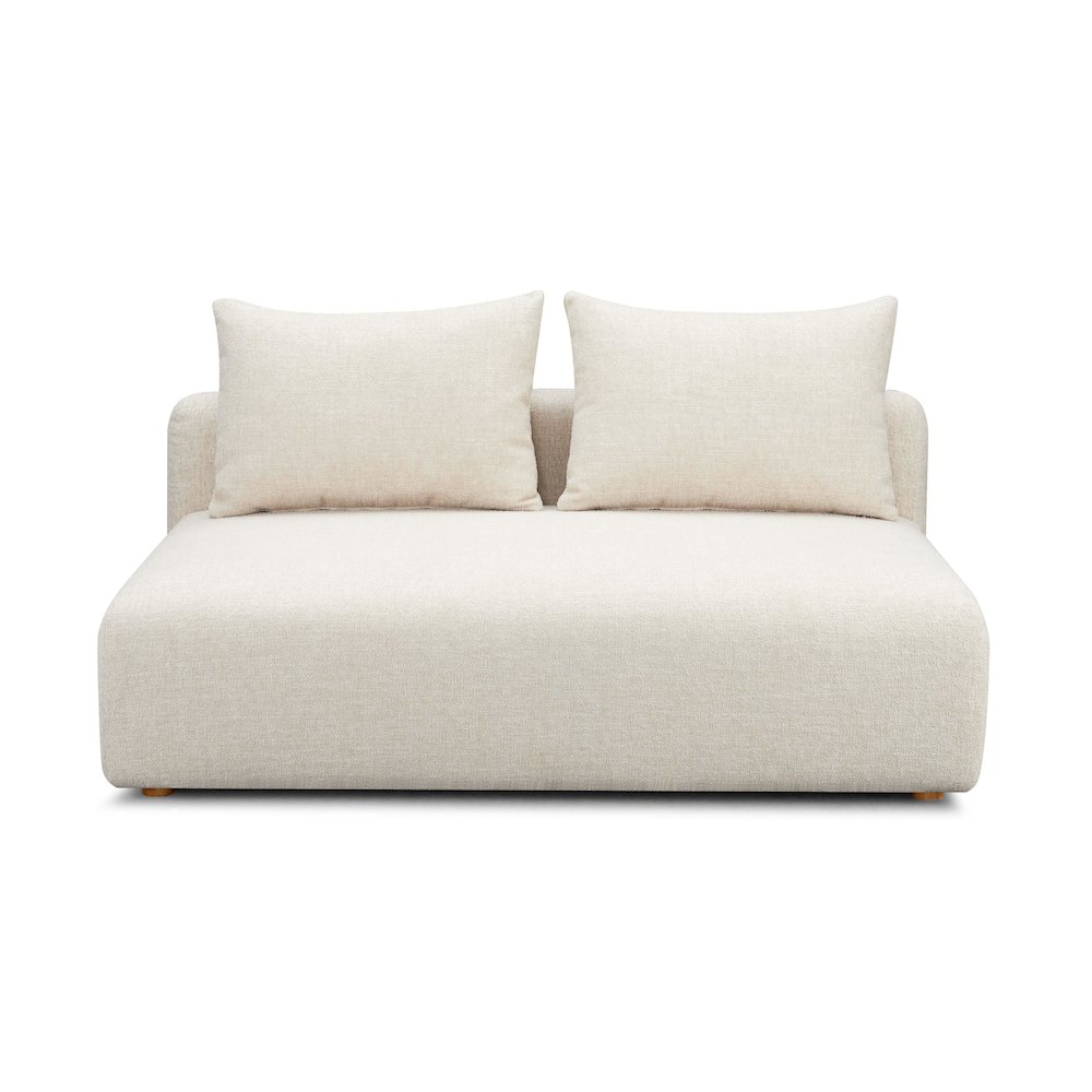 Hangover Cream Heavy Textured Fabric Modular Loveseat. Picture 3