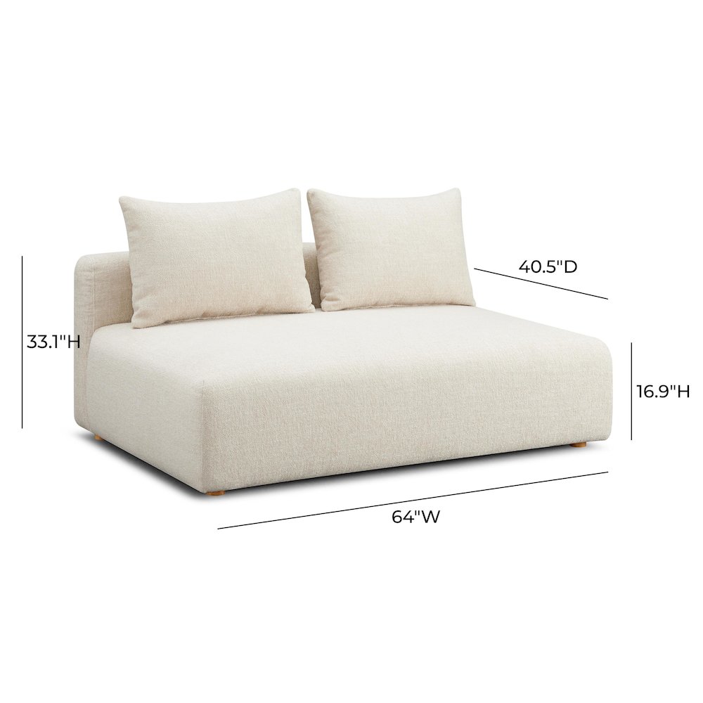 Hangover Cream Heavy Textured Fabric Modular Loveseat. Picture 5