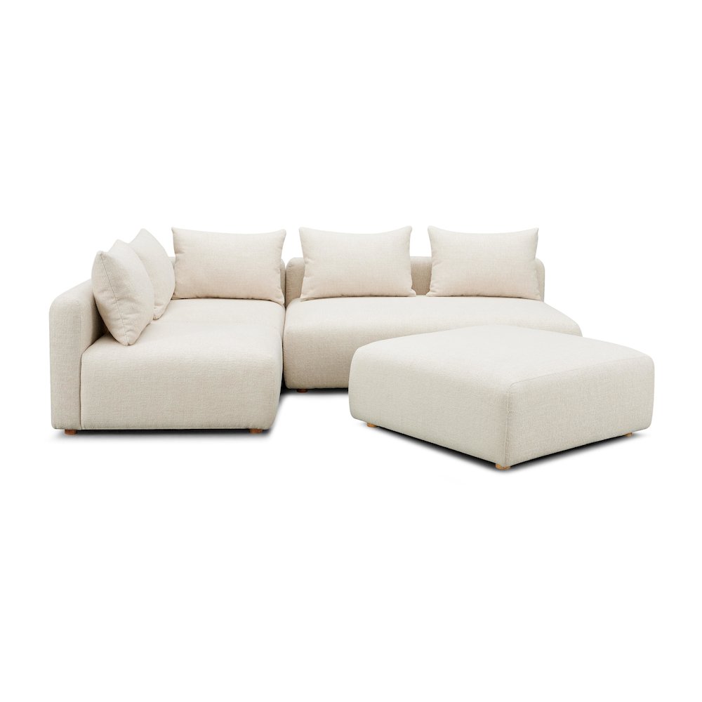 Hangover Cream Heavy Textured Fabric 4-Piece Modular Chaise Sectional. Picture 1