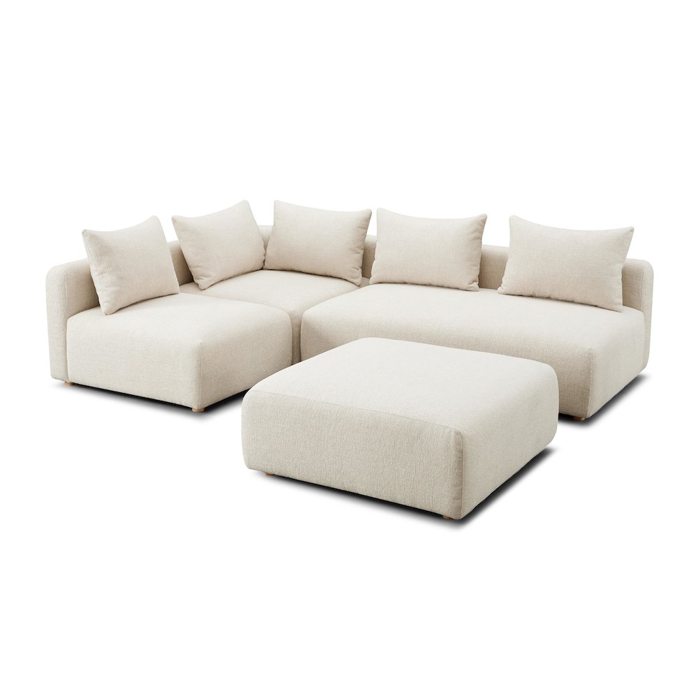 Hangover Cream Heavy Textured Fabric 4-Piece Modular Chaise Sectional. Picture 3