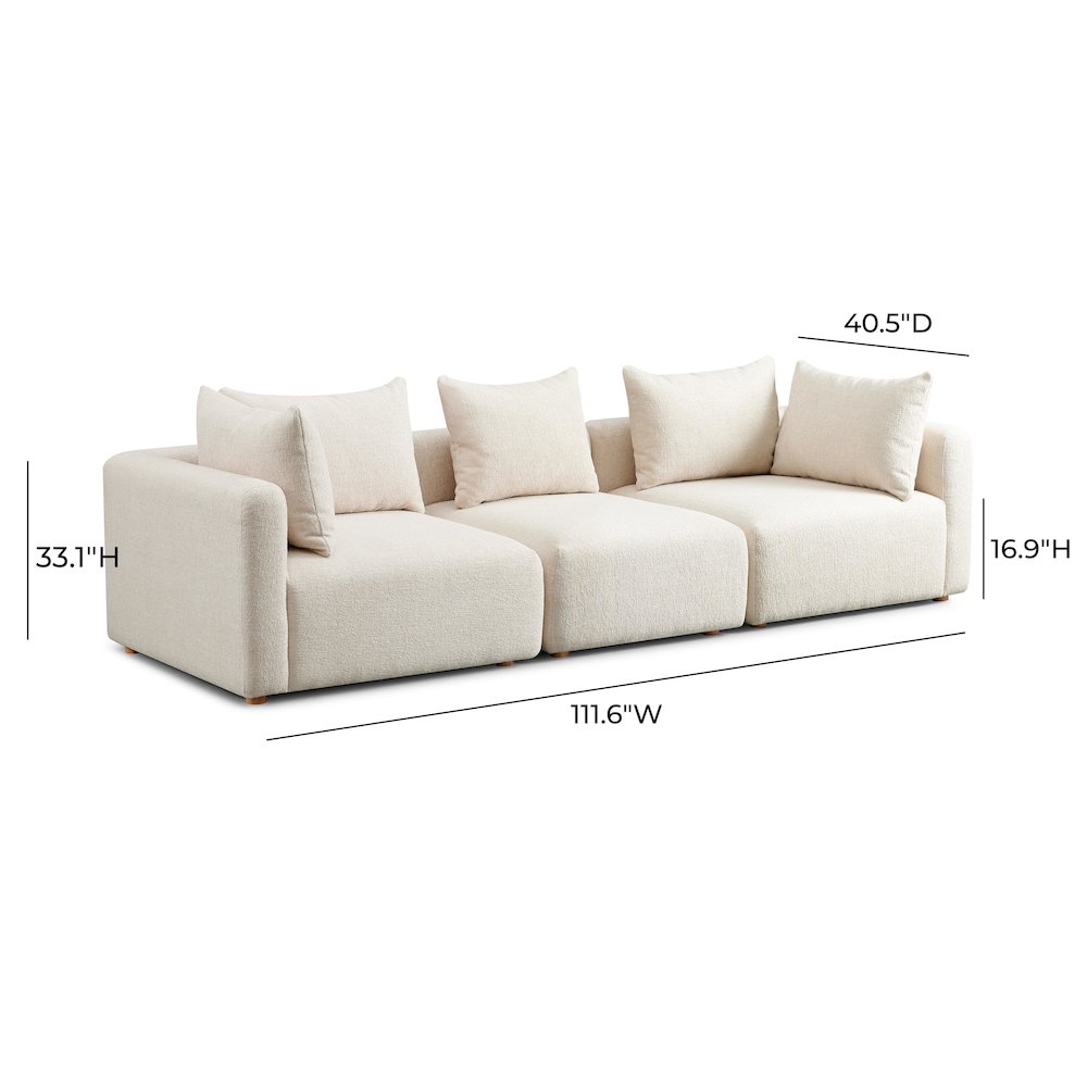 Hangover Cream Heavy Textured Fabric Sofa. Picture 5