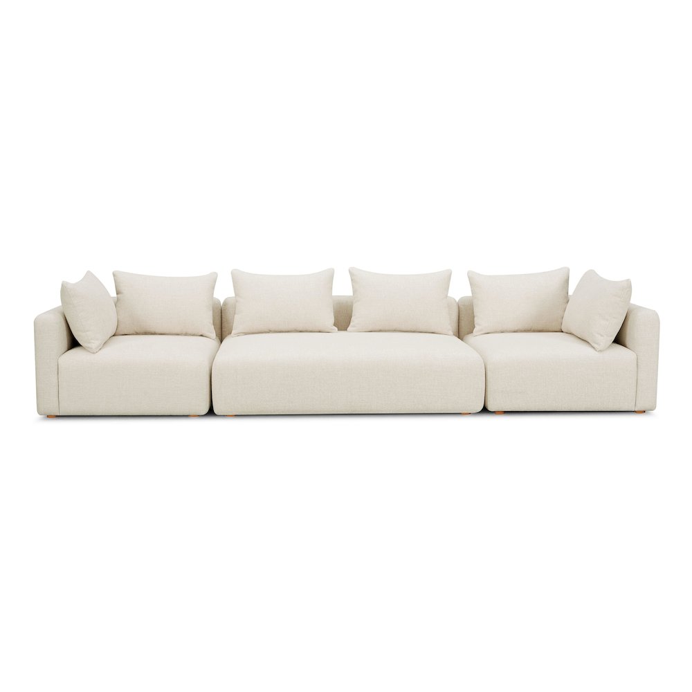 Hangover Cream Heavy Textured Fabric 145 inch Long Sofa. Picture 2