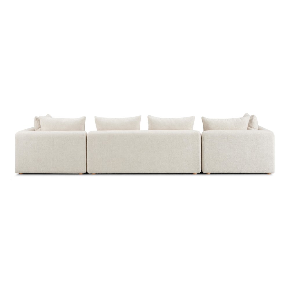 Hangover Cream Heavy Textured Fabric 145 inch Long Sofa. Picture 3