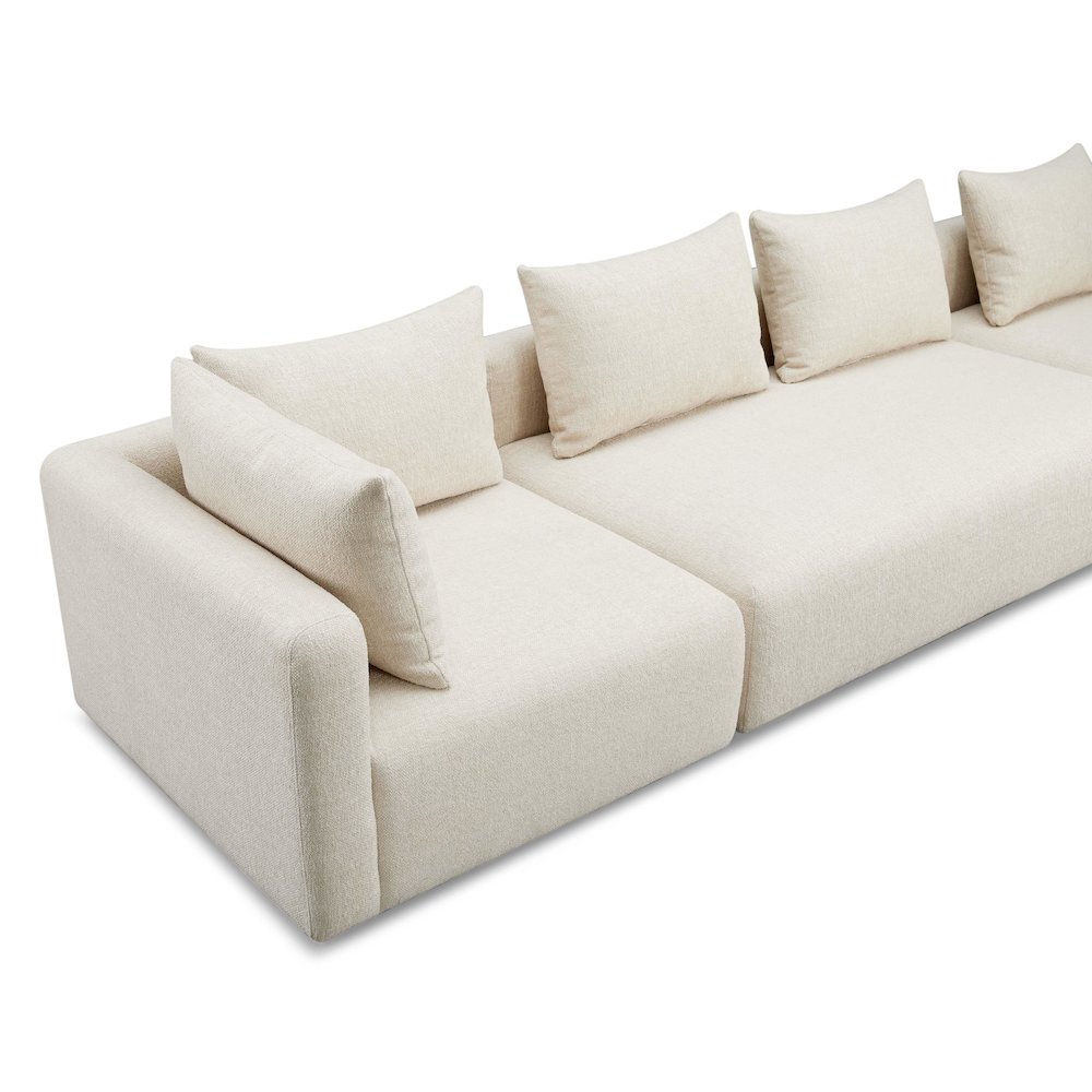Hangover Cream Heavy Textured Fabric 145 inch Long Sofa. Picture 4