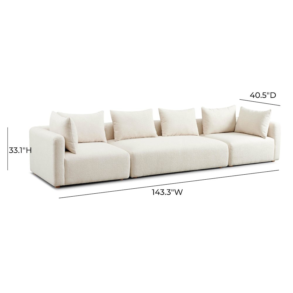 Hangover Cream Heavy Textured Fabric 145 inch Long Sofa. Picture 5