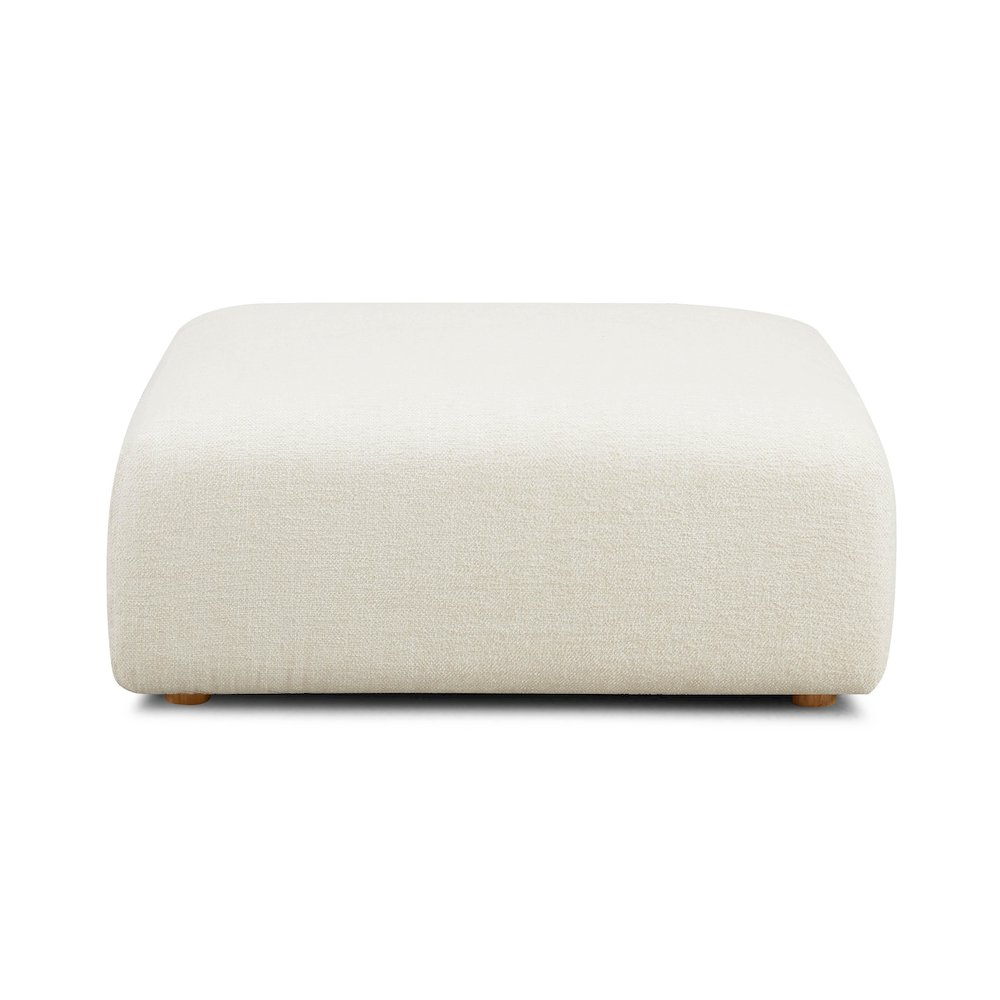 Hangover Cream Heavy Textured Fabric Ottoman. Picture 3